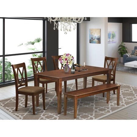 East West Furniture 6 Piece Dudley Dining Set - Mahogany DUCL6-MAH-C